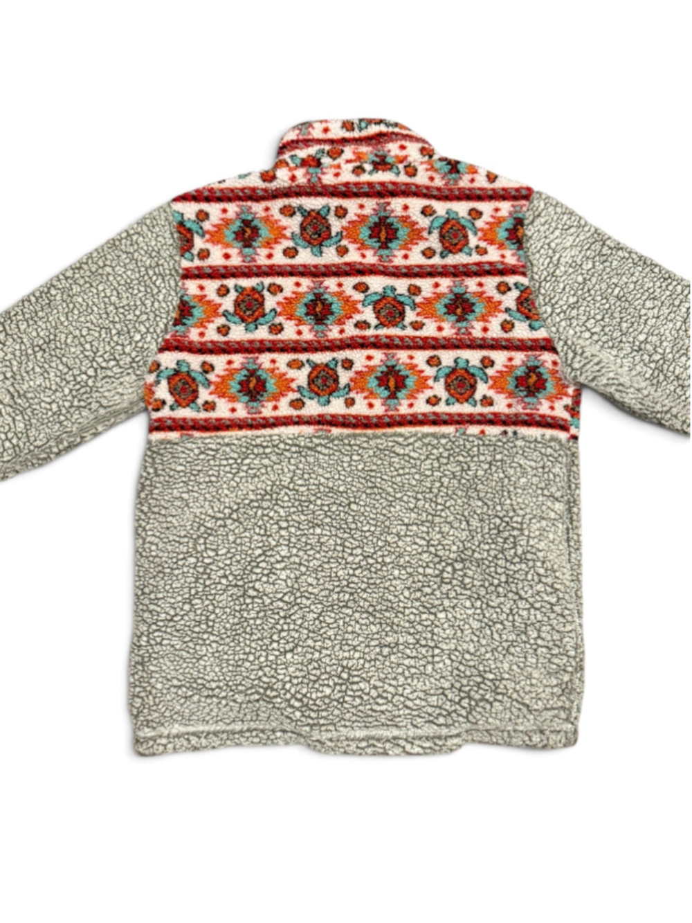 Simply Southern Women's Sherpa Fleece Pullover Aztec Southwestern 1/4 Zip Gray M - Picture 7 of 10